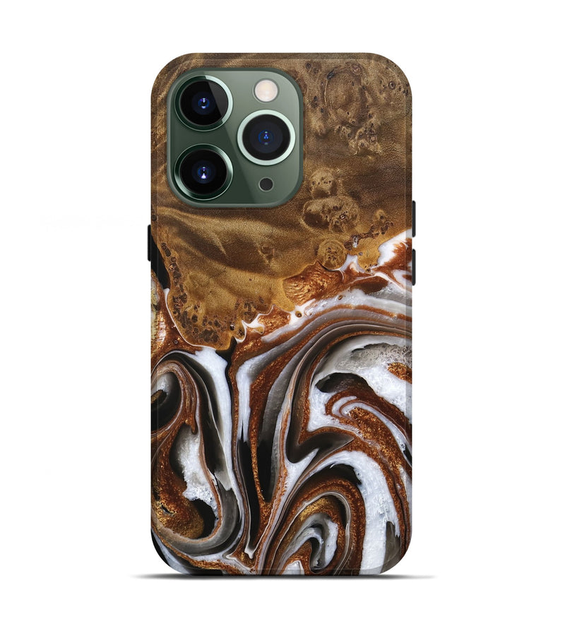 iPhone 13 Pro Wood Live Edge Phone Case - Anneke (Black & White, 744789)