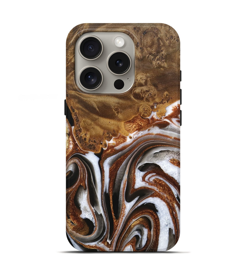 iPhone 16 Pro Wood Live Edge Phone Case - Anneke (Black & White, 744789)