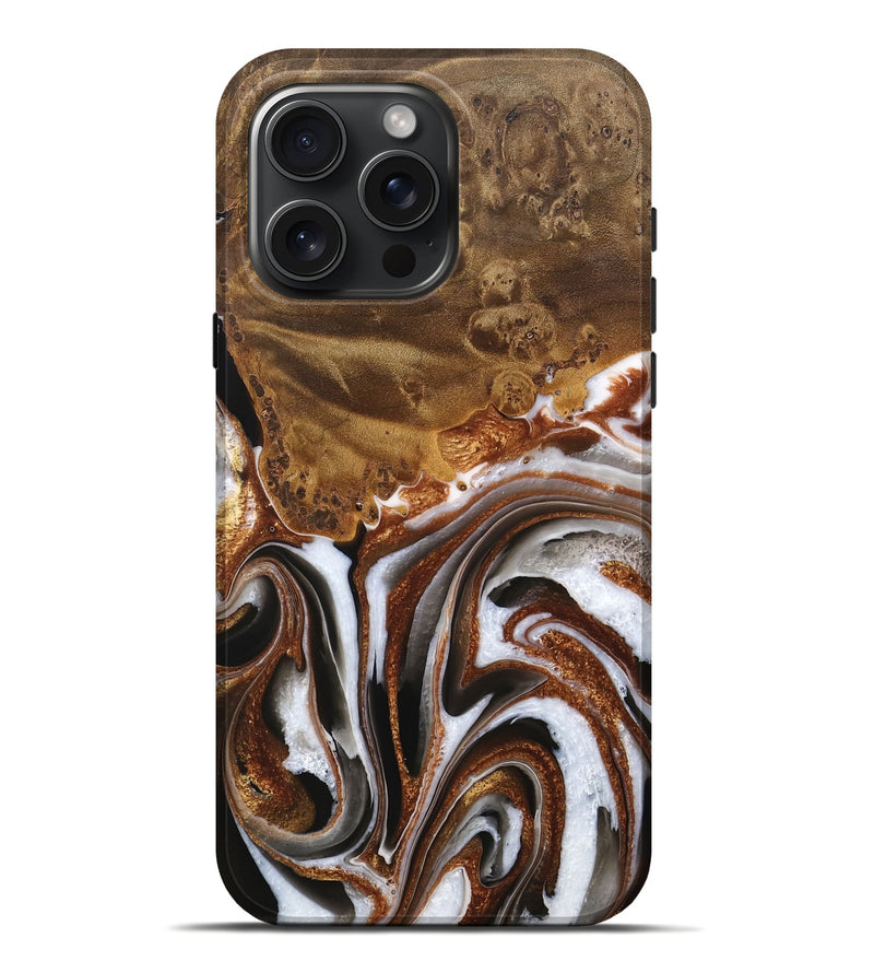 iPhone 16 Pro Max Wood Live Edge Phone Case - Anneke (Black & White, 744789)