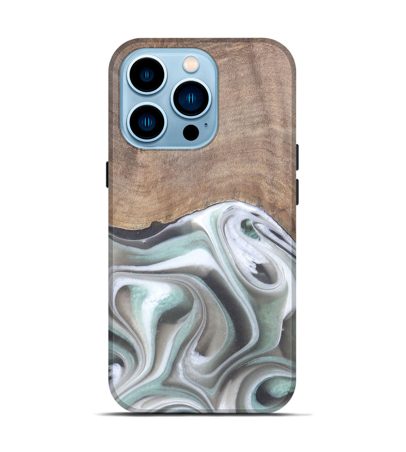 iPhone 14 Pro Wood Live Edge Phone Case - Aarav (Black & White, 744790)