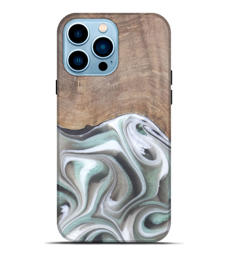 iPhone 14 Pro Max Wood Live Edge Phone Case - Aarav (Black & White, 744790)