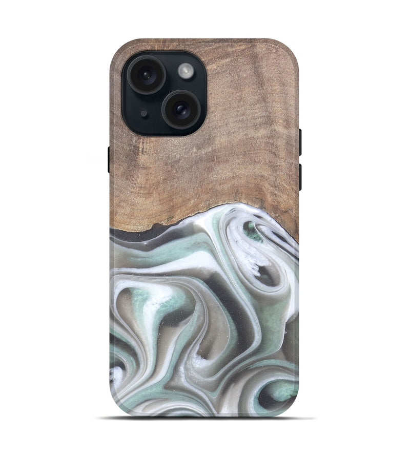 iPhone 15 Wood Live Edge Phone Case - Aarav (Black & White, 744790)