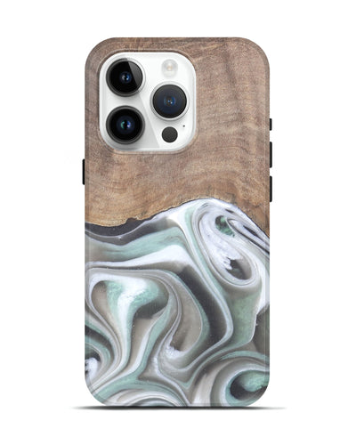 iPhone 15 Pro Wood Live Edge Phone Case - Aarav (Black & White, 744790)