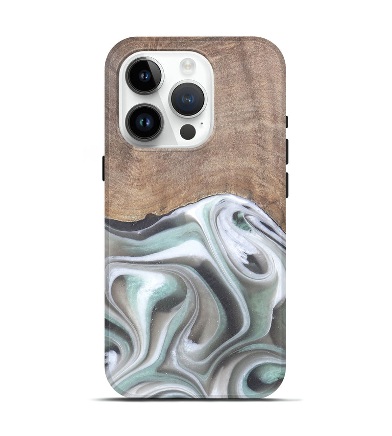 iPhone 15 Pro Wood Live Edge Phone Case - Aarav (Black & White, 744790)