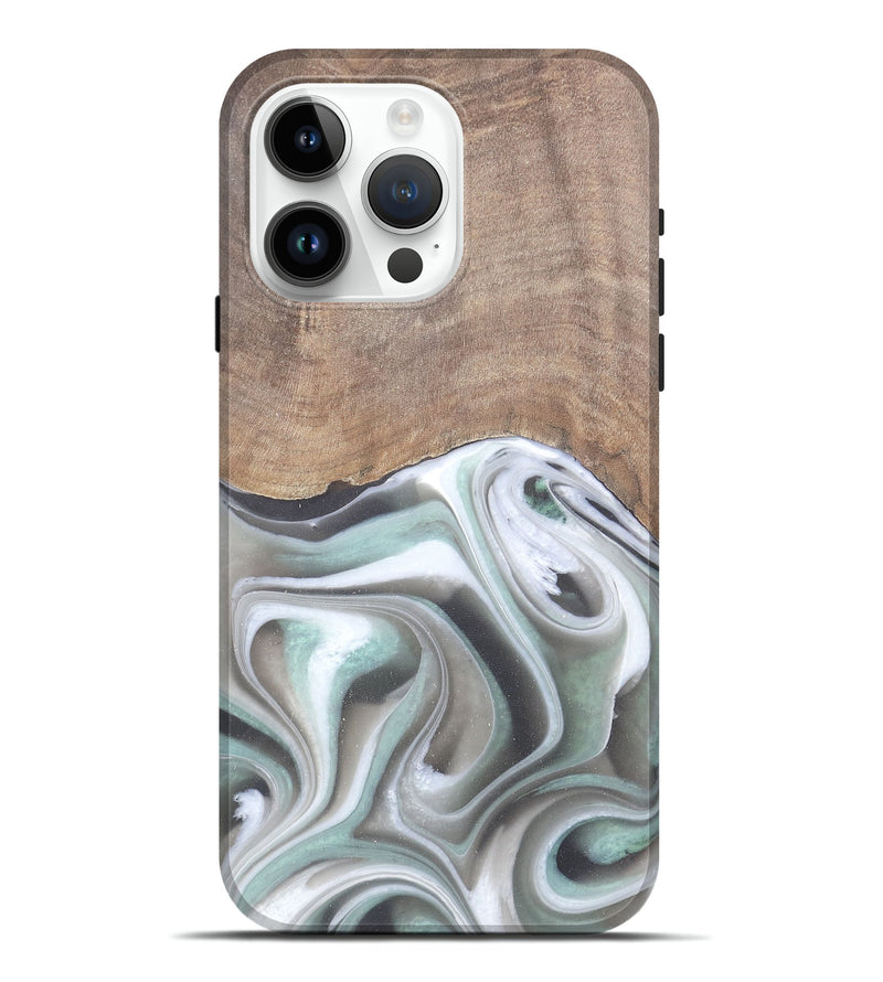 iPhone 15 Pro Max Wood Live Edge Phone Case - Aarav (Black & White, 744790)