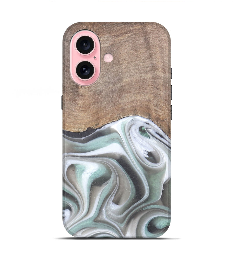 iPhone 16 Wood Live Edge Phone Case - Aarav (Black & White, 744790)