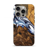 iPhone 16 Pro Wood Live Edge Phone Case - Moira (Blue, 744795)