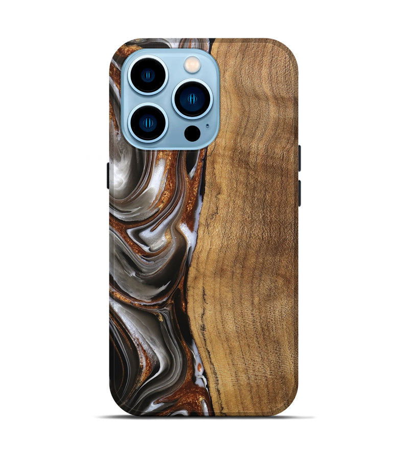 iPhone 14 Pro Wood Live Edge Phone Case - Clint (Black & White, 744796)