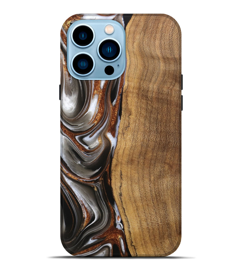 iPhone 14 Pro Max Wood Live Edge Phone Case - Clint (Black & White, 744796)