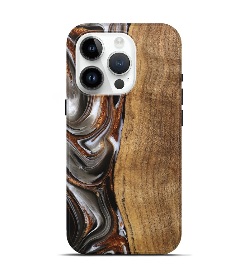 iPhone 15 Pro Wood Live Edge Phone Case - Clint (Black & White, 744796)