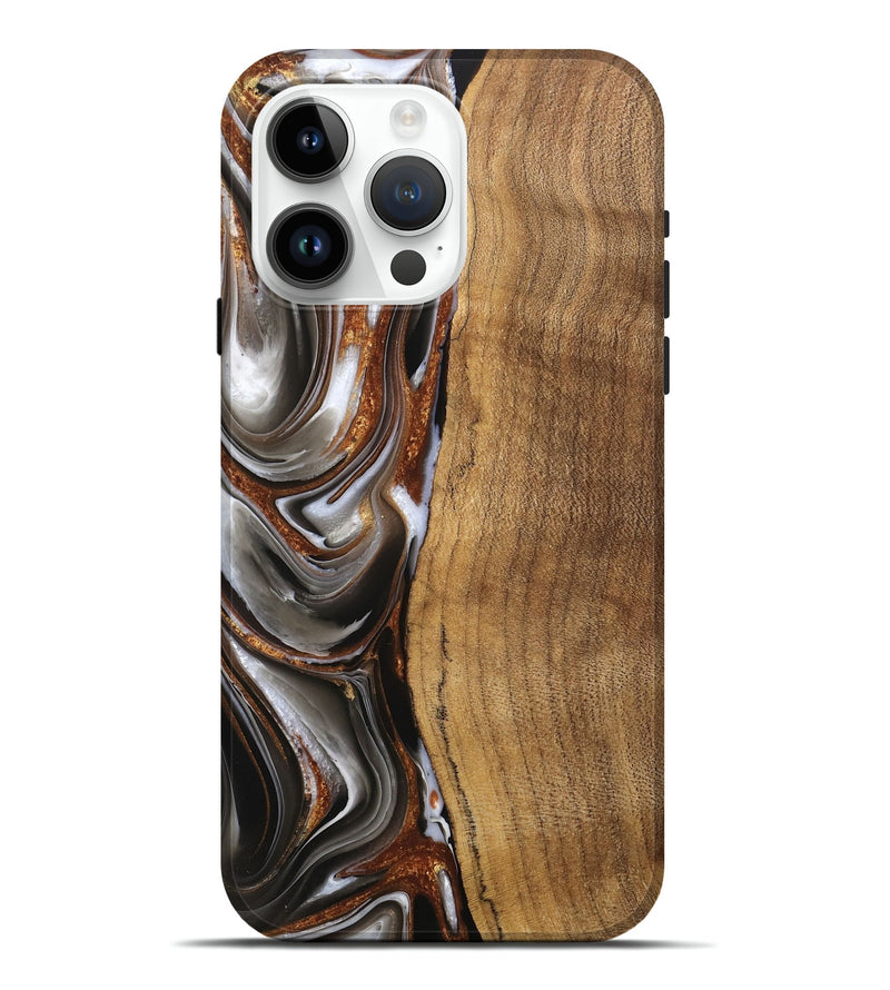 iPhone 15 Pro Max Wood Live Edge Phone Case - Clint (Black & White, 744796)