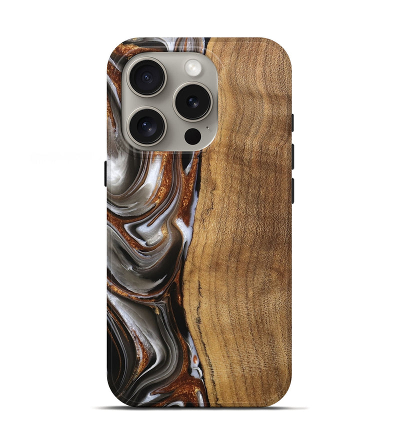 iPhone 16 Pro Wood Live Edge Phone Case - Clint (Black & White, 744796)