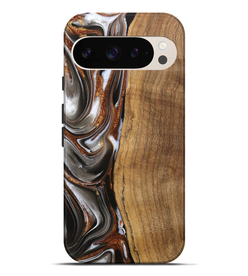 Pixel 9 Pro XL Wood Live Edge Phone Case - Clint (Black & White, 744796)