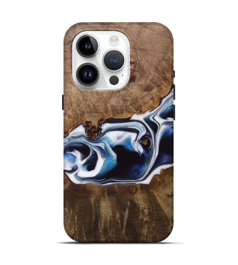 iPhone 15 Pro Wood Live Edge Phone Case - Jorie (Blue, 744797)