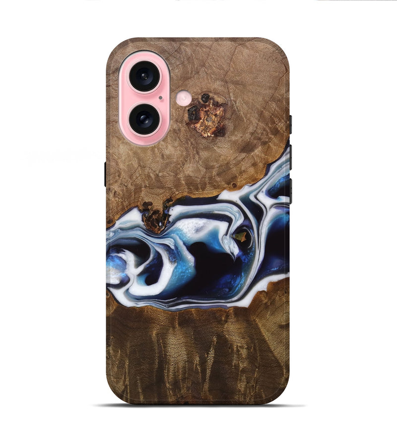 iPhone 16 Wood Live Edge Phone Case - Jorie (Blue, 744797)