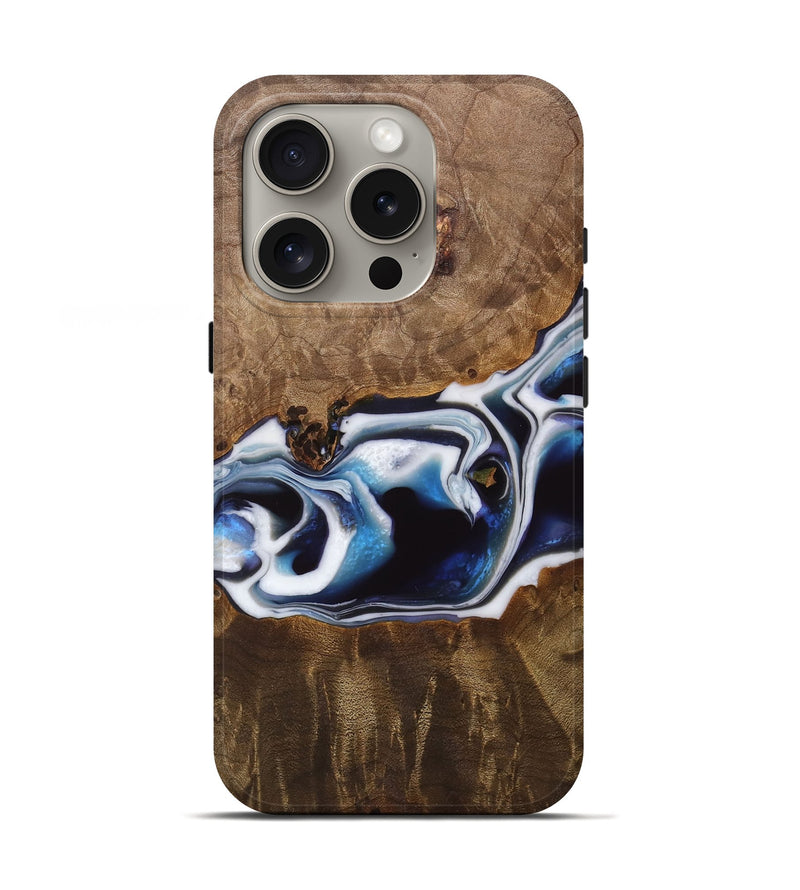 iPhone 16 Pro Wood Live Edge Phone Case - Jorie (Blue, 744797)