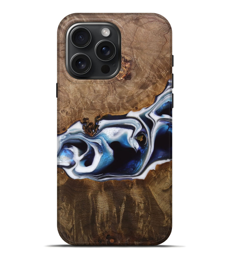 iPhone 16 Pro Max Wood Live Edge Phone Case - Jorie (Blue, 744797)