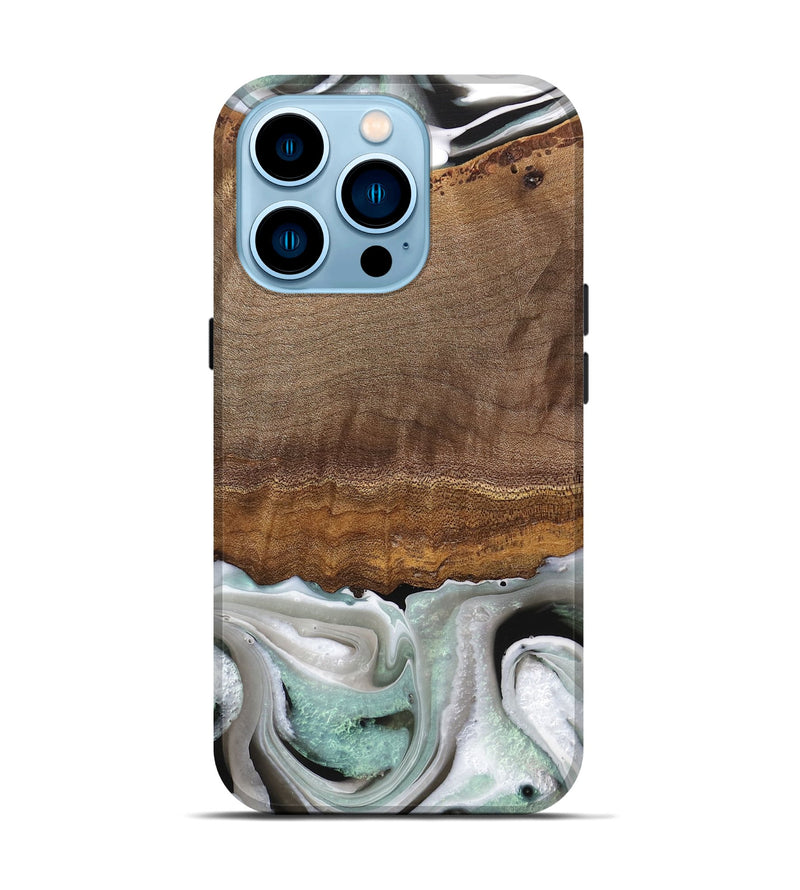 iPhone 14 Pro Wood Live Edge Phone Case - Gwyn (Black & White, 744801)