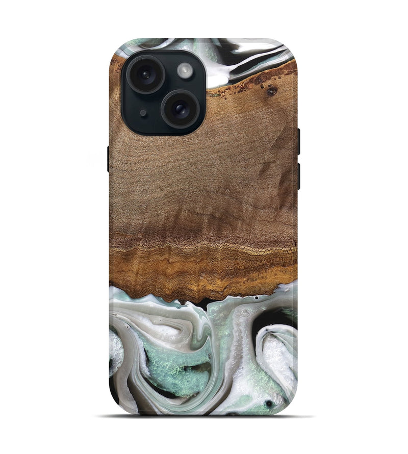 iPhone 15 Wood Live Edge Phone Case - Gwyn (Black & White, 744801)