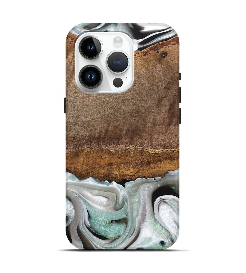 iPhone 15 Pro Wood Live Edge Phone Case - Gwyn (Black & White, 744801)