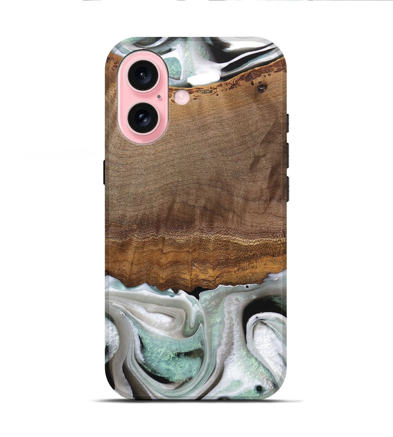 iPhone 16 Wood Live Edge Phone Case - Gwyn (Black & White, 744801)