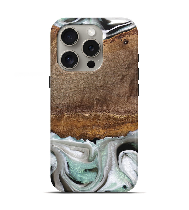 iPhone 16 Pro Wood Live Edge Phone Case - Gwyn (Black & White, 744801)