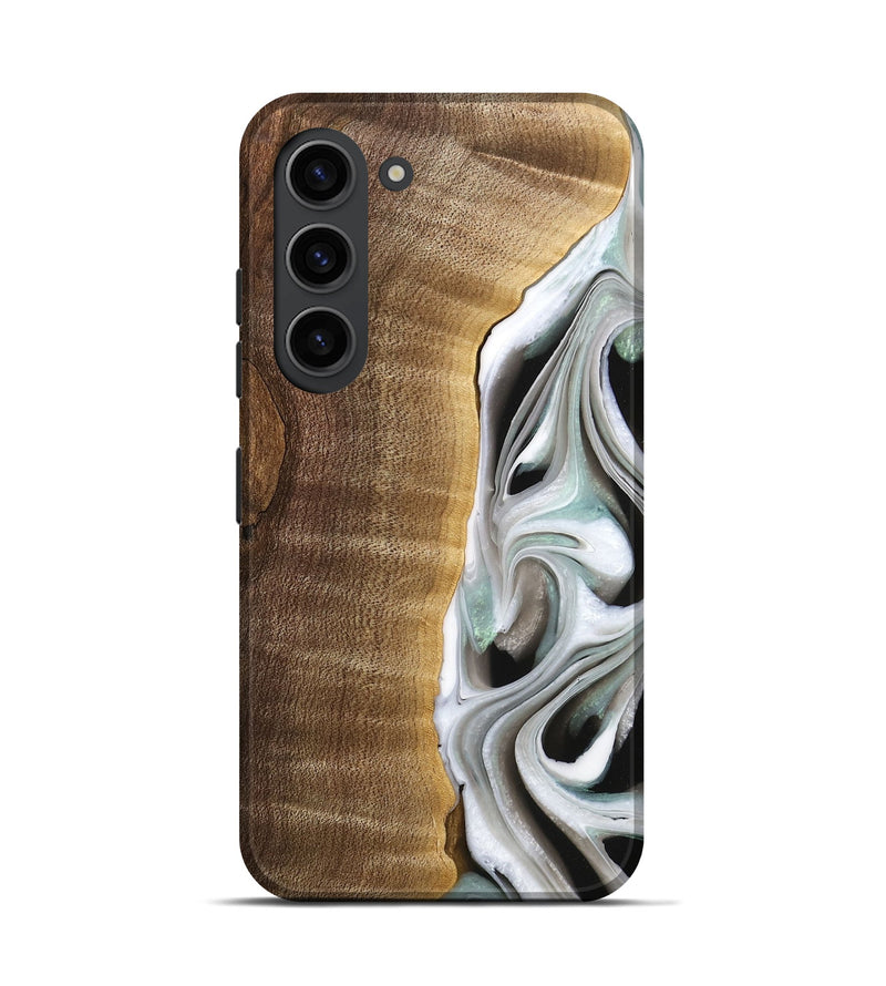 Galaxy S23 Wood Live Edge Phone Case - Aubrey (Black & White, 744802)