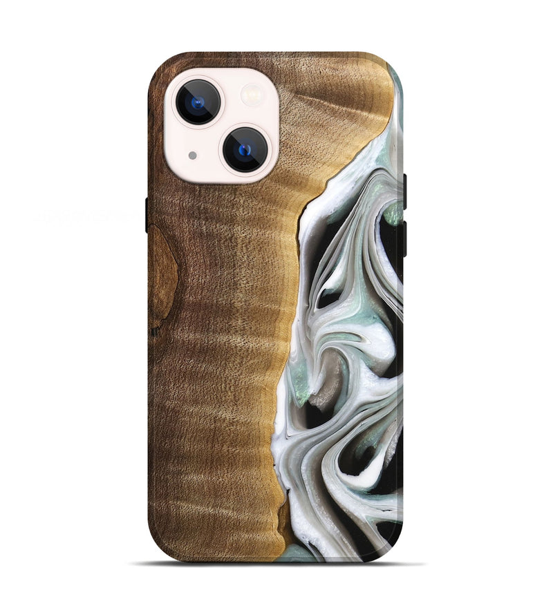 iPhone 13 Wood Live Edge Phone Case - Aubrey (Black & White, 744802)