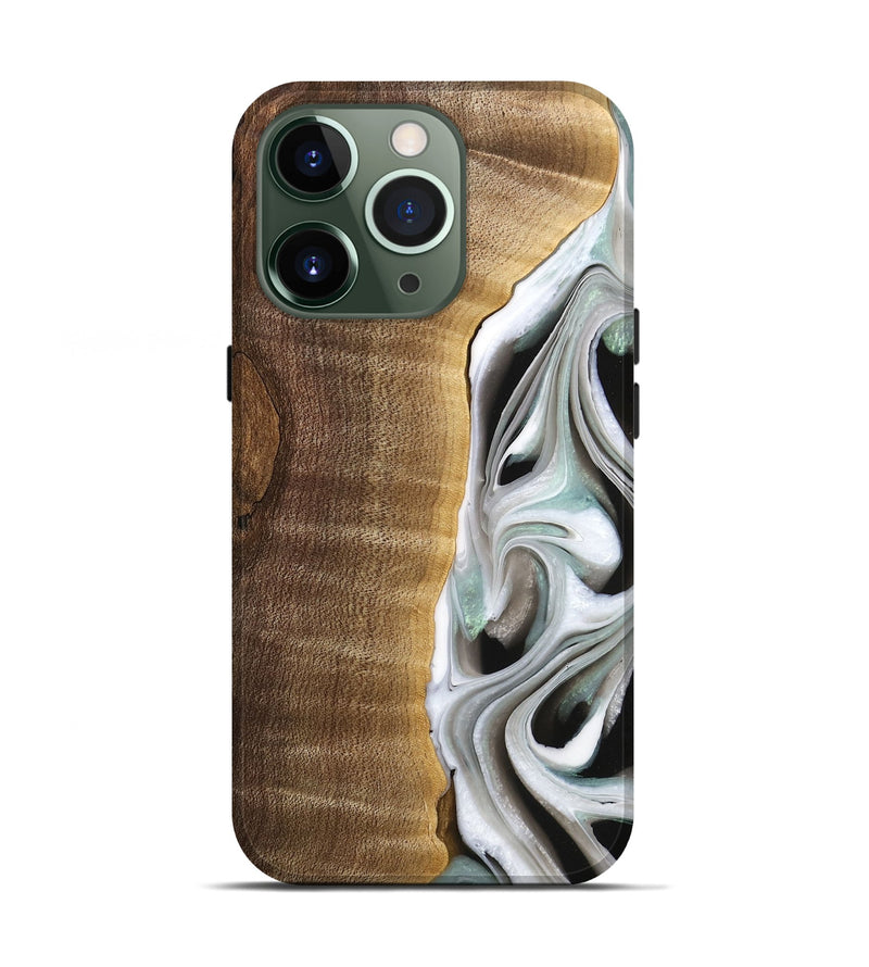 iPhone 13 Pro Wood Live Edge Phone Case - Aubrey (Black & White, 744802)