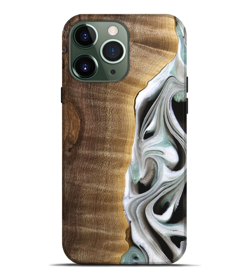 iPhone 13 Pro Max Wood Live Edge Phone Case - Aubrey (Black & White, 744802)