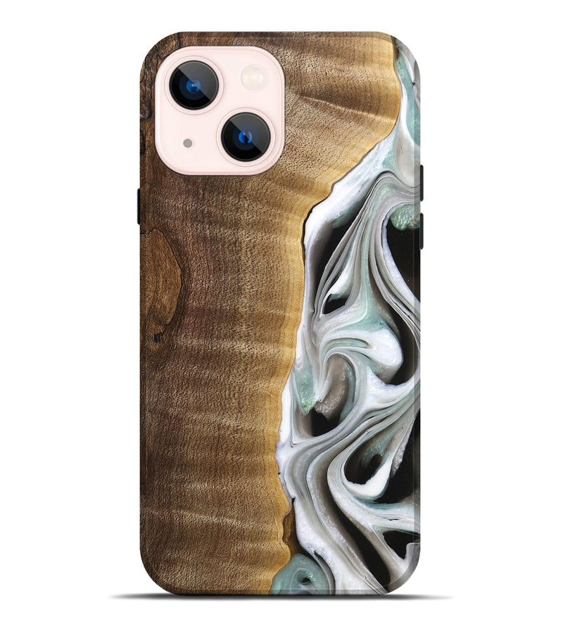 iPhone 14 Plus Wood Live Edge Phone Case - Aubrey (Black & White, 744802)