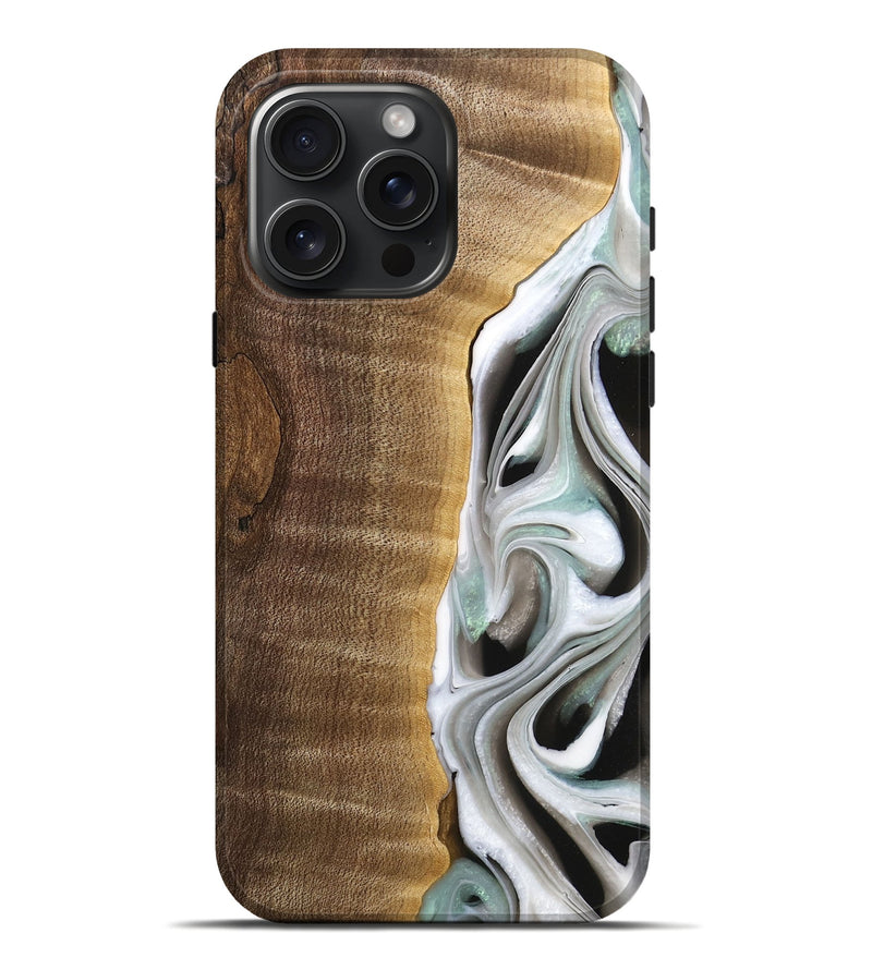 iPhone 16 Pro Max Wood Live Edge Phone Case - Aubrey (Black & White, 744802)