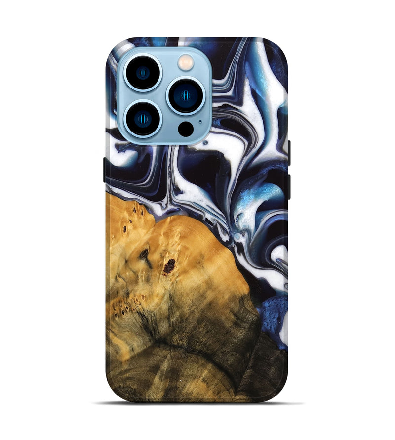 iPhone 14 Pro Wood Live Edge Phone Case - Sotos (Blue, 744803)