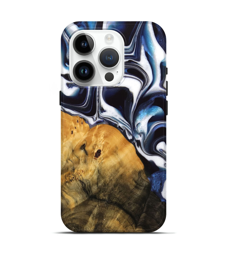 iPhone 15 Pro Wood Live Edge Phone Case - Sotos (Blue, 744803)