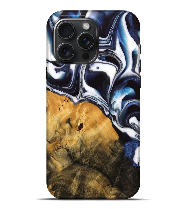 iPhone 16 Pro Max Wood Live Edge Phone Case - Sotos (Blue, 744803)