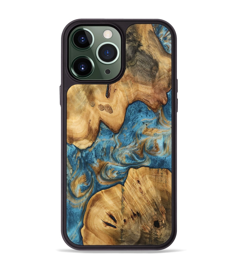 iPhone 13 Pro Max Wood Phone Case - Dalip (Teal & Gold, 744811)