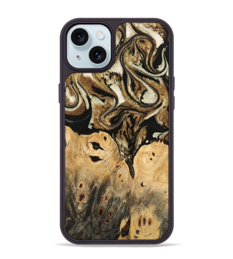 iPhone 15 Plus Wood Phone Case - Surin (Black & White, 744812)