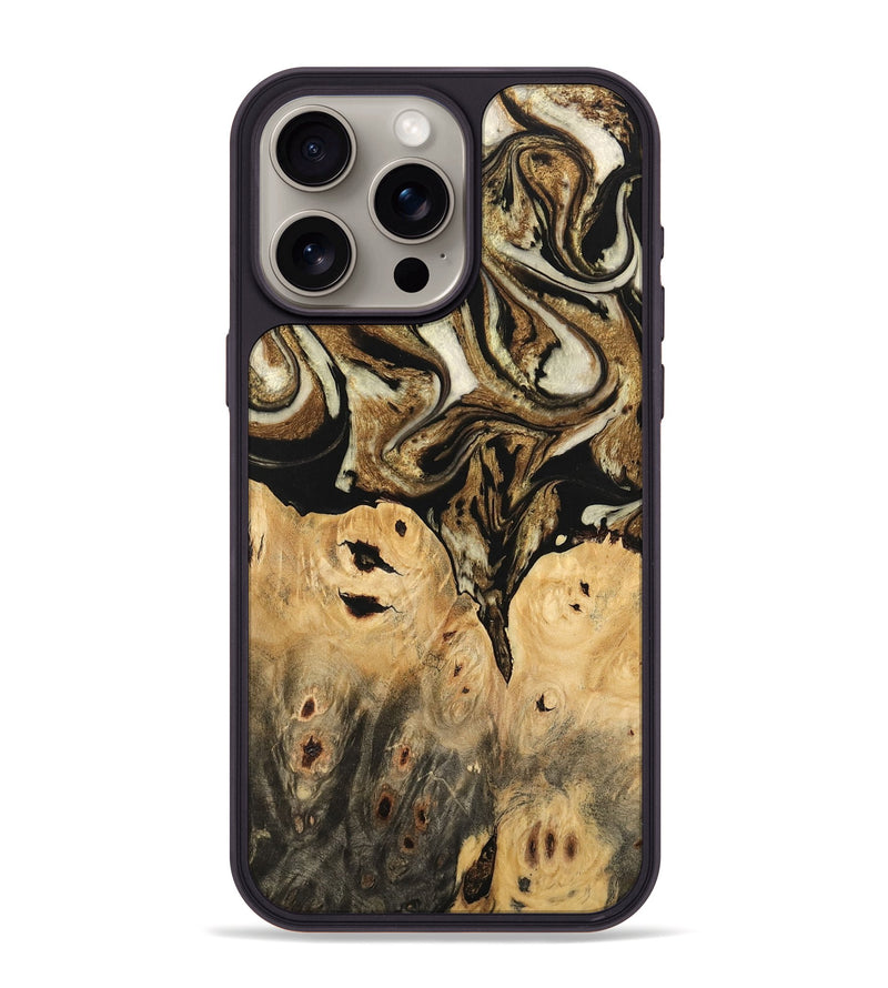 iPhone 15 Pro Max Wood Phone Case - Surin (Black & White, 744812)