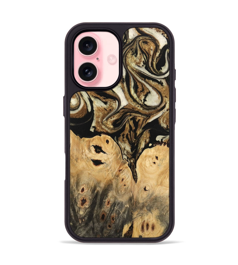 iPhone 16 Wood Phone Case - Surin (Black & White, 744812)