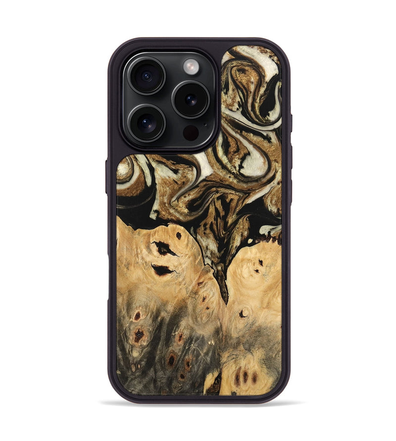 iPhone 16 Pro Wood Phone Case - Surin (Black & White, 744812)