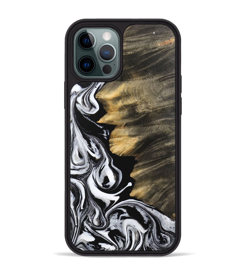 iPhone 12 Pro Max Wood Phone Case - Nagaraj (Black & White, 744817)