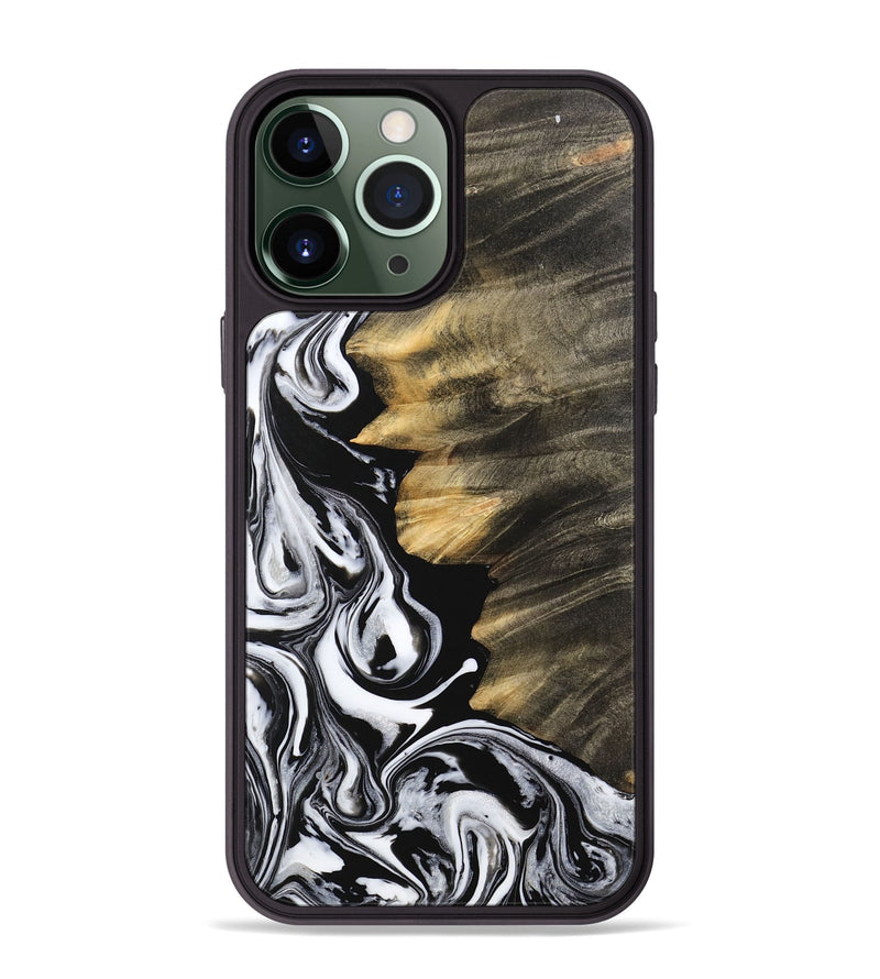 iPhone 13 Pro Max Wood Phone Case - Nagaraj (Black & White, 744817)