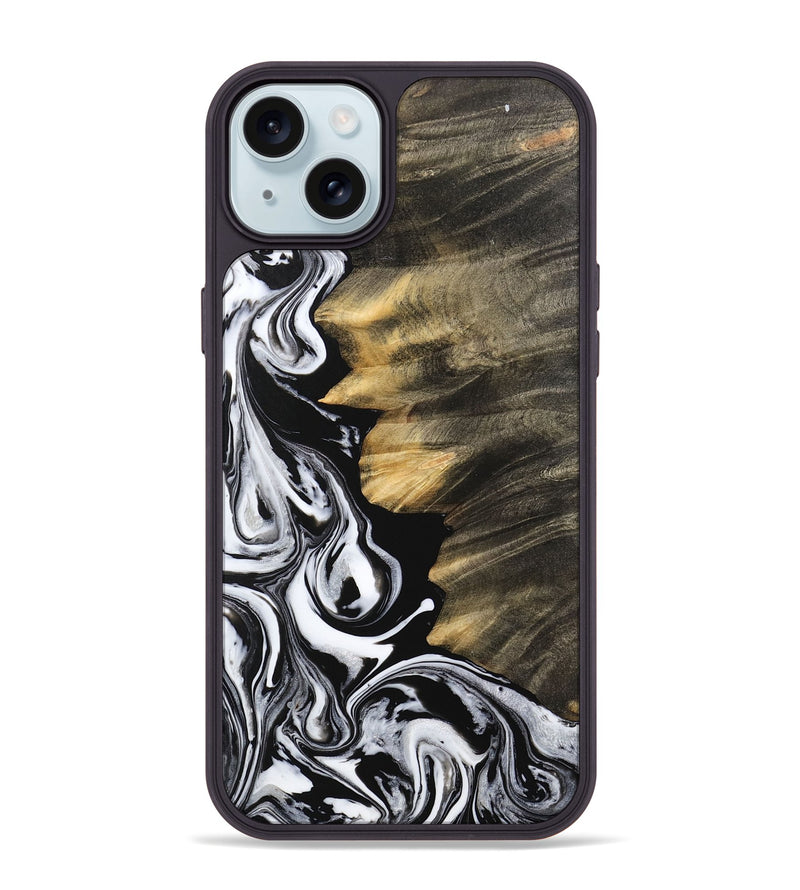 iPhone 15 Plus Wood Phone Case - Nagaraj (Black & White, 744817)