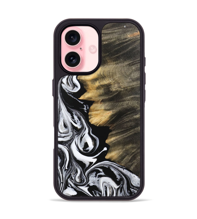 iPhone 16 Wood Phone Case - Nagaraj (Black & White, 744817)