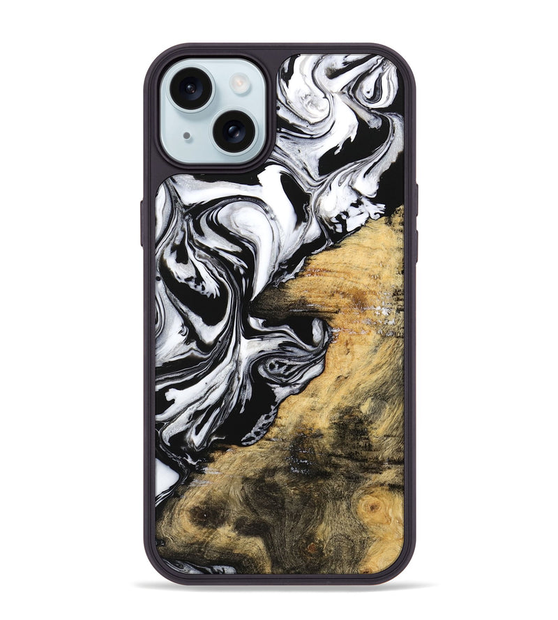 iPhone 15 Plus Wood Phone Case - Abbe (Black & White, 744829)