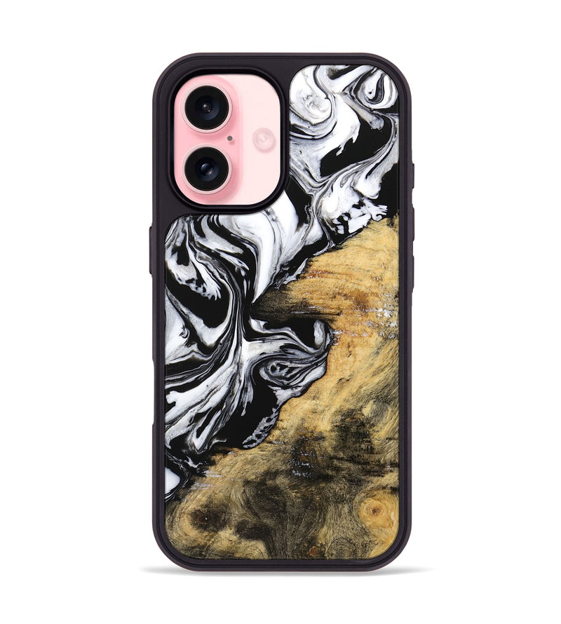 iPhone 16 Wood Phone Case - Abbe (Black & White, 744829)