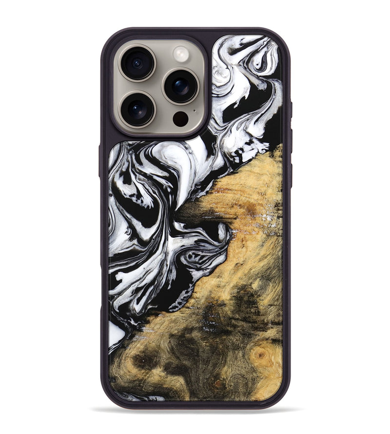 iPhone 16 Pro Max Wood Phone Case - Abbe (Black & White, 744829)