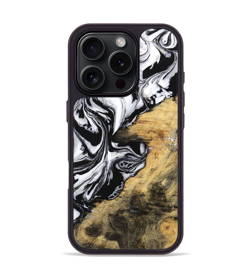 iPhone 16 Pro Wood Phone Case - Abbe (Black & White, 744829)