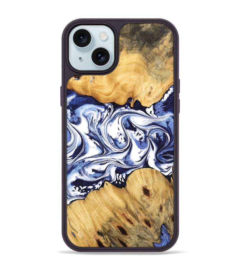 iPhone 15 Plus Wood Phone Case - Pearle (Blue, 744830)