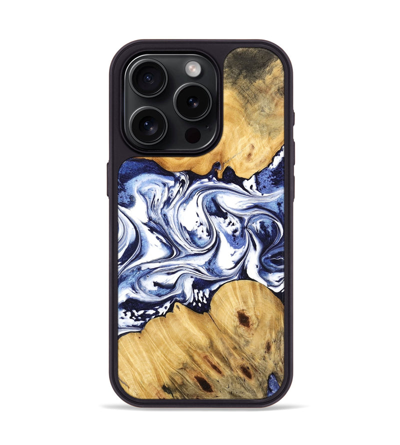 iPhone 15 Pro Wood Phone Case - Pearle (Blue, 744830)